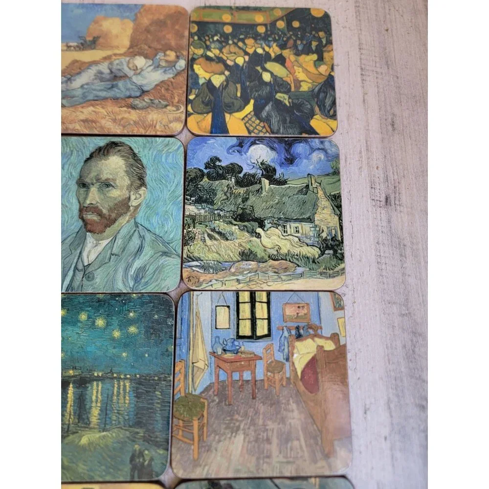 Van Gogh drink coaster art set sunflower unique home decor‎